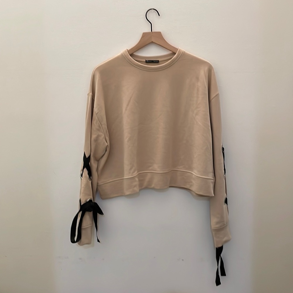 Zara Basic SM Tan Pullover Sweatshirt